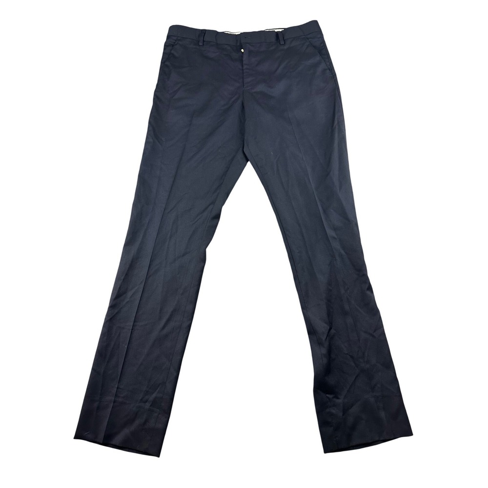 Paul Smith Chino Trousers Men 34x30 Blue Navy Italy‎ Made Flat Front Designer